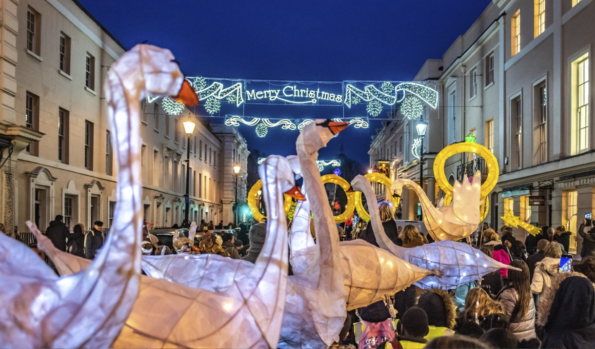 The lantern parade procession through Greenwich Town Centre